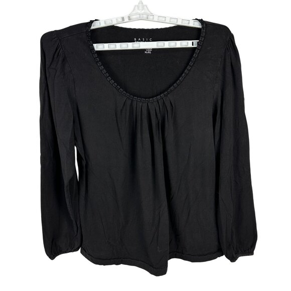 Basic Editions Womens Black Long Sleeve Top Size XL - Picture 1 of 4